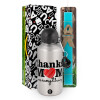 Easter Set, metallic silver aluminum water bottle (500ml) & scented flat Easter candle (30cm) (TURQUOISE)