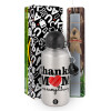 Easter Set, metallic silver aluminum water bottle (500ml) & aromatic flat Easter candle (30cm) (GRAY)