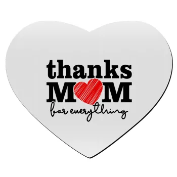 Thanks mom for everything, Mousepad καρδιά 23x20cm