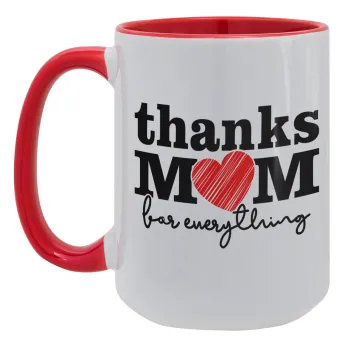 Thanks mom for everything, Κούπα Mega 15oz, κεραμική Κόκκινη, 450ml