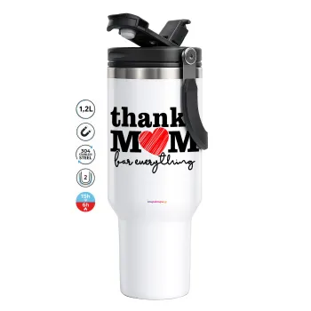 Thanks mom for everything, Mega Travel Mug / Κούπα Ταξιδίου, διπλού τοιχώματος (θερμό) 1,2L