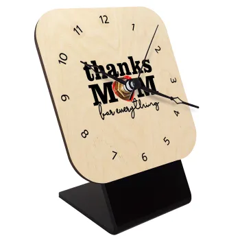 Thanks mom for everything, Quartz Table clock in natural wood (10cm)