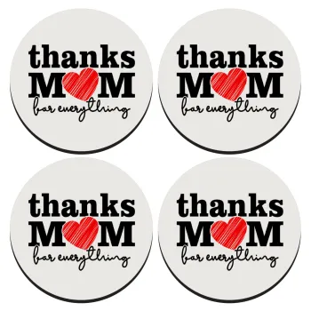 Thanks mom for everything, SET of 4 round wooden coasters (9cm)