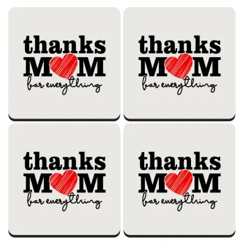 Thanks mom for everything, ΣΕΤ 4 Σουβέρ ξύλινα τετράγωνα (9cm)