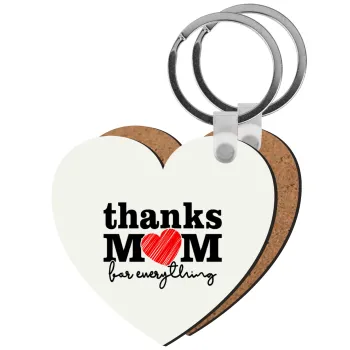 Thanks mom for everything, Μπρελόκ Ξύλινο καρδιά MDF