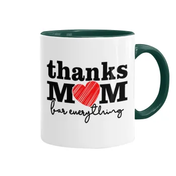 Thanks mom for everything, Mug colored green, ceramic, 330ml