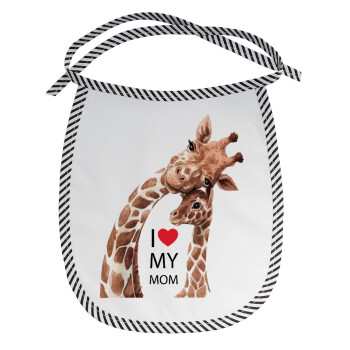 Mothers Day, Cute giraffe, Σαλιάρα μωρού αλέκιαστη με κορδόνι Μαύρη