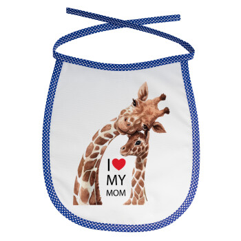 Mothers Day, Cute giraffe, Σαλιάρα μωρού αλέκιαστη με κορδόνι Μπλε