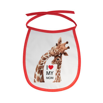Mothers Day, Cute giraffe, Σαλιάρα μωρού αλέκιαστη με κορδόνι Κόκκινη