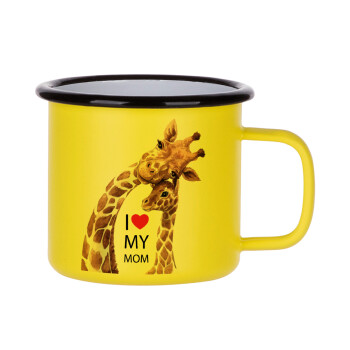 Mothers Day, Cute giraffe, Κούπα Μεταλλική εμαγιέ ΜΑΤ Κίτρινη 360ml