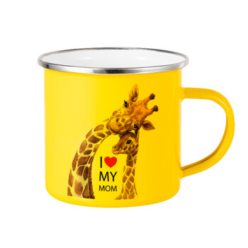 Mothers Day, Cute giraffe, Κούπα Μεταλλική εμαγιέ Κίτρινη 360ml