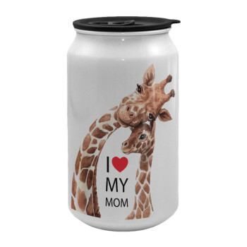 Mothers Day, Cute giraffe, Κούπα ταξιδιού μεταλλική με καπάκι (tin-can) 500ml