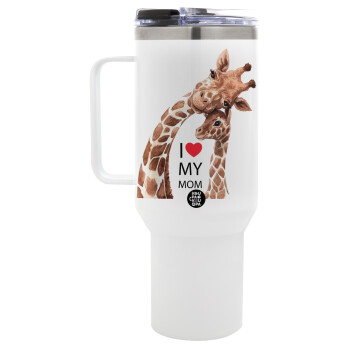 Mothers Day, Cute giraffe, Mega Tumbler με καπάκι, διπλού τοιχώματος (θερμό) 1,2L
