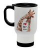 Mothers Day, Cute giraffe, Κούπα ταξιδιού ανοξείδωτη με καπάκι, διπλού τοιχώματος (θερμό) λευκή 450ml
