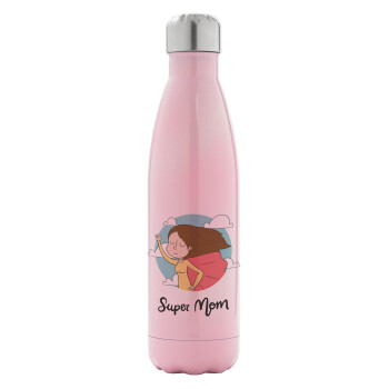 Super mom, Metal mug thermos Pink Iridiscent (Stainless steel), double wall, 500ml