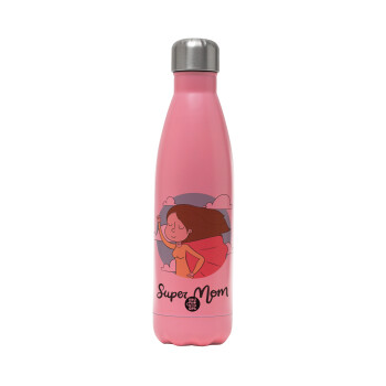 Super mom, Metal mug thermos Pink Mat (Stainless steel), double wall, 500ml