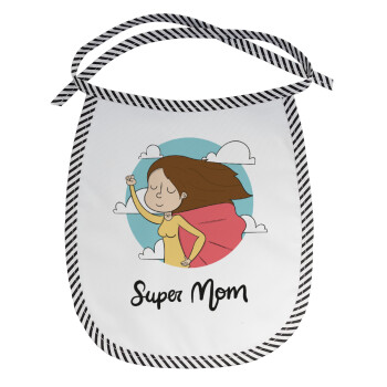 Super mom, Σαλιάρα μωρού αλέκιαστη με κορδόνι Μαύρη