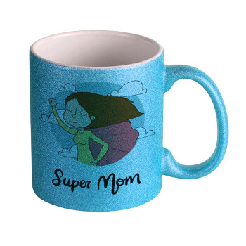 Super mom, Κούπα Σιέλ Glitter που γυαλίζει, κεραμική, 330ml