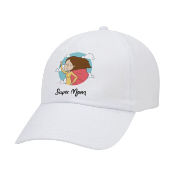 Super mom, Καπέλο ενηλίκων Jockey Λευκό (snapback, 5-φύλλο, unisex)