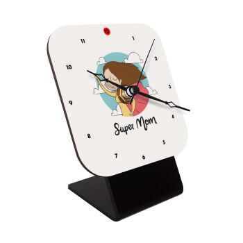 Super mom, Quartz Wooden table clock with hands (10cm)