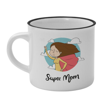 Super mom, Κούπα κεραμική vintage Λευκή/Μαύρη 230ml