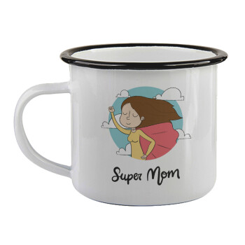 Super mom, Κούπα εμαγιέ με μαύρο χείλος 360ml