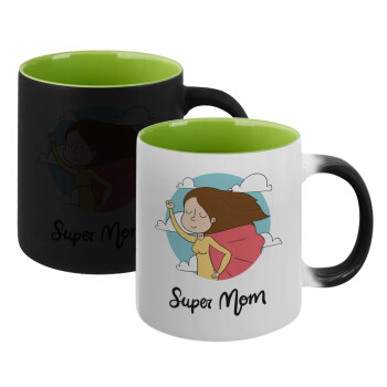 Super mom, Κούπα Μαγική εσωτερικό πράσινο, κεραμική 330ml που αλλάζει χρώμα με το ζεστό ρόφημα (1 τεμάχιο)