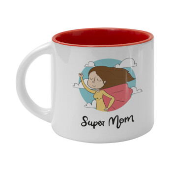 Super mom, Κούπα κεραμική 400ml Λευκή/Κόκκινη