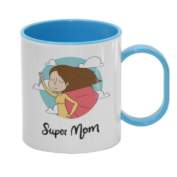 Super mom, Κούπα (πλαστική) (BPA-FREE) Polymer Μπλε για παιδιά, 330ml