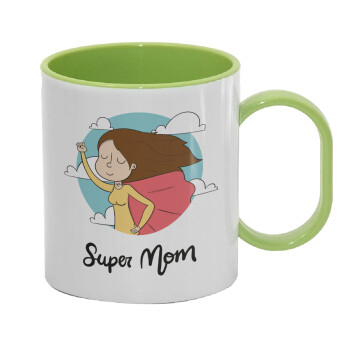 Super mom, Κούπα (πλαστική) (BPA-FREE) Polymer Πράσινη για παιδιά, 330ml