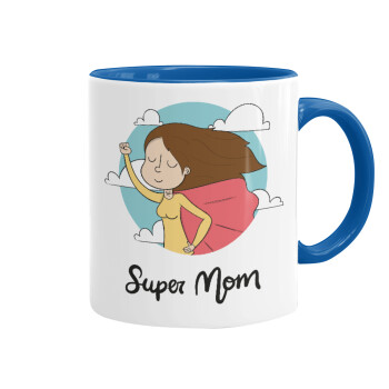Super mom, Mug colored blue, ceramic, 330ml