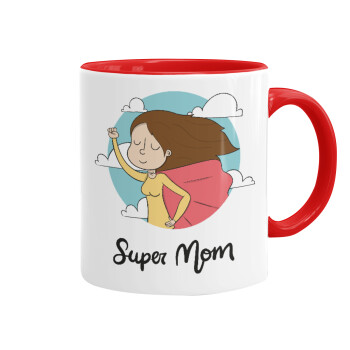 Super mom, Mug colored red, ceramic, 330ml