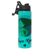 Metallic water bottle with safety lid, 850ml aluminum