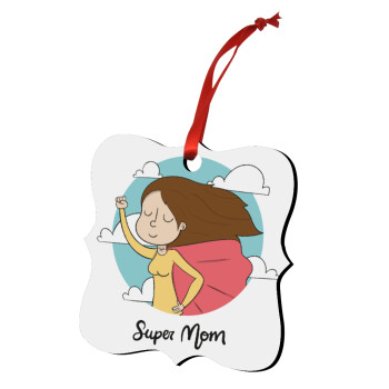 Super mom, Στολίδι Χριστουγεννιάτικο στολίδι polygon ξύλινο 7.5cm