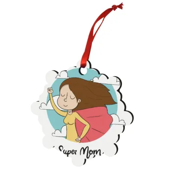 Super mom, Christmas ornament snowflake wooden 7.5cm