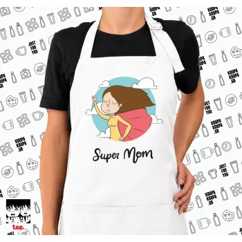 Super mom, Ποδιά μακριά Σεφ ολόσωμη με τσέπες white (ΕΝΗΛΙΚΩΝ)