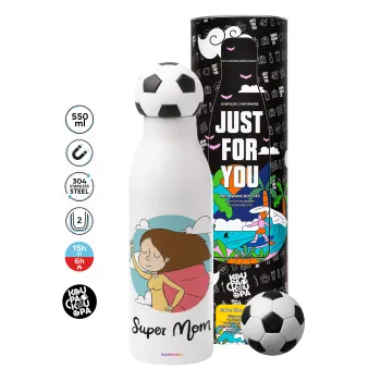 Super mom, Soccer Metal mug thermos, double wall, 550ml