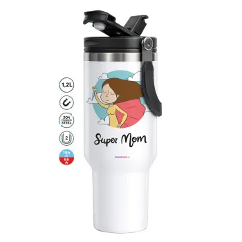 Super mom, Mega Travel Mug / Κούπα Ταξιδίου, διπλού τοιχώματος (θερμό) 1,2L