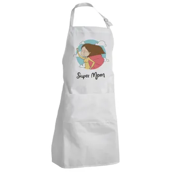Super mom, Adult Chef Apron (with sliders and 2 pockets)