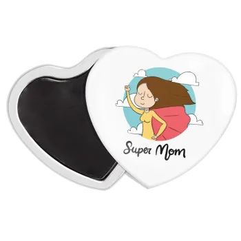 Super mom, Μαγνητάκι καρδιά (57x52mm)