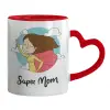 Mug heart red handle, ceramic, 330ml