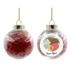 Transparent Christmas tree ball ornament with red filling 8cm