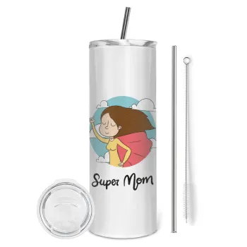 Super mom, Tumbler stainless steel 600ml, with metal straw & cleaning brush