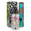 Easter Set, metallic silver aluminum water bottle (500ml) & scented flat Easter candle (30cm) (TURQUOISE)
