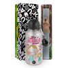 Easter Set, metallic silver aluminum water bottle (500ml) & aromatic flat Easter candle (30cm) (GRAY)