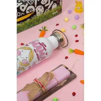 Στην καλύτερη μαμά του κόσμου, comic, Πασχαλινή Λαμπάδα με παγούρι μεταλλικό (620ml, stainless steel) & κερί αρωματικό πλακέ (30cm) (ΡΟΖ)