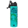 Metallic water bottle with safety lid, 850ml aluminum