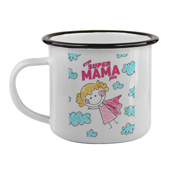 Στην SUPER μαμά μου, comic, Κούπα εμαγιέ με μαύρο χείλος 360ml