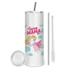 Tumbler stainless steel 600ml, with metal straw & cleaning brush