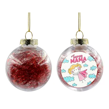 Στην SUPER μαμά μου, comic, Transparent Christmas tree ball ornament with red filling 8cm